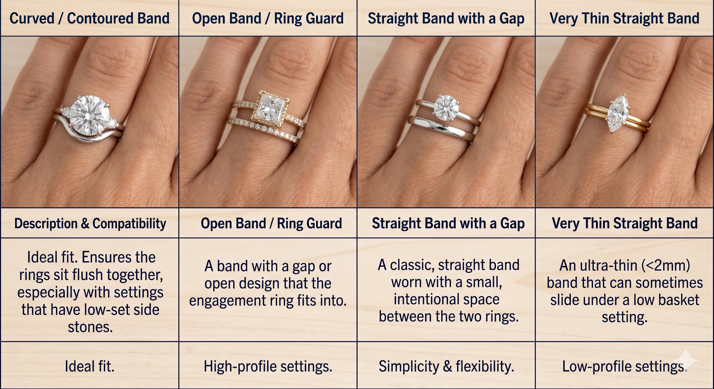 comparison of the most popular wedding band style